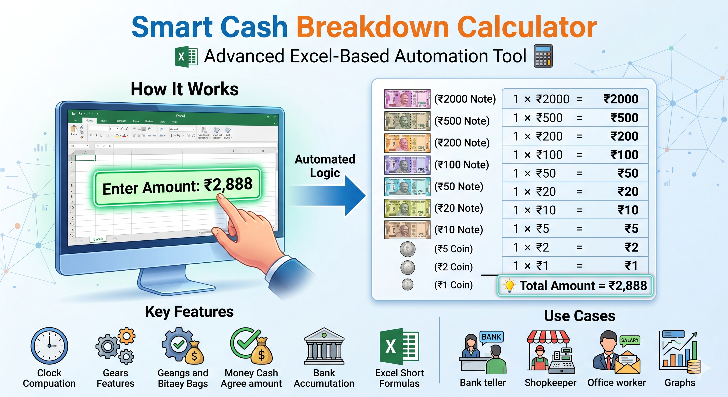 Money Break Cash Counter Spreadsheet Visualization